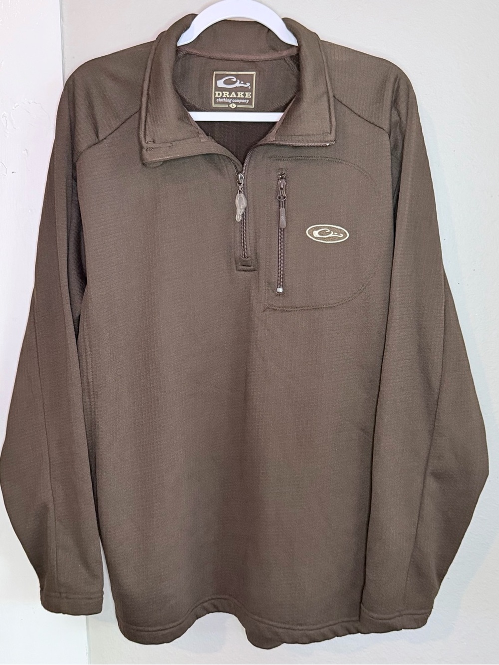 Drake Clothing Co. Brown 1/4-zip pullover men large
